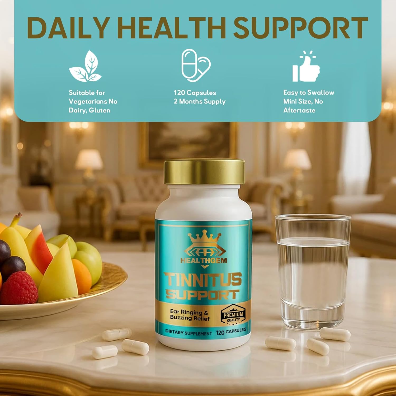 Tinnitus Relief for Ringing Ears,120 Capsules - Formula for Ringing Ears - Soothe Ear Noise for Men & Women