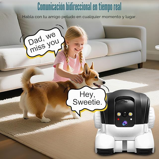 Foto 5 de 7 de HUAJUN Robot Camera, 1080P Duales Cámara Robot para Mascotas con Audio 2 vías, Visión Nocturna