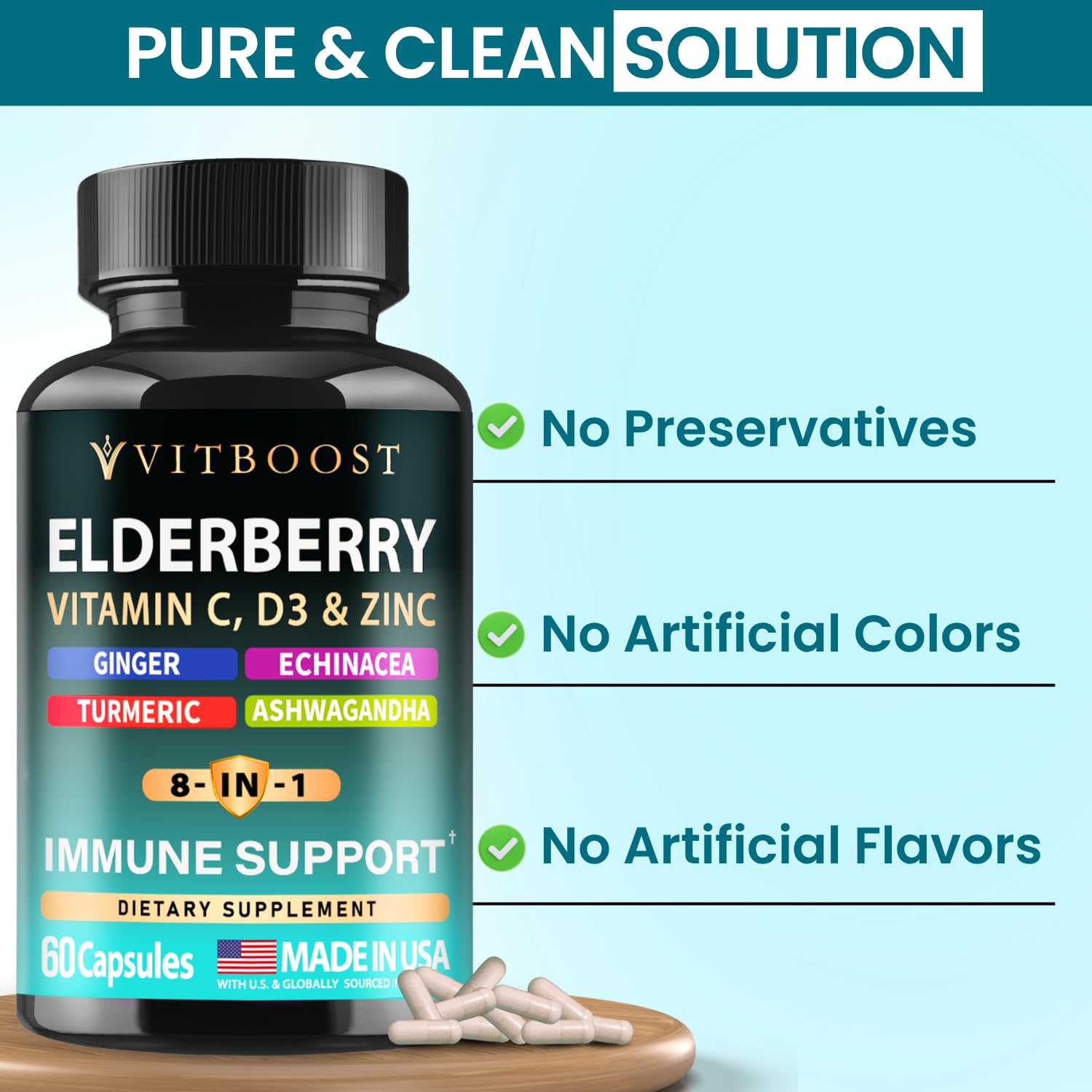 VITBOOST Elderberry Immune Support Supplement 8 in 1 with Vitamin D 5000 IU — Amazon image 7
