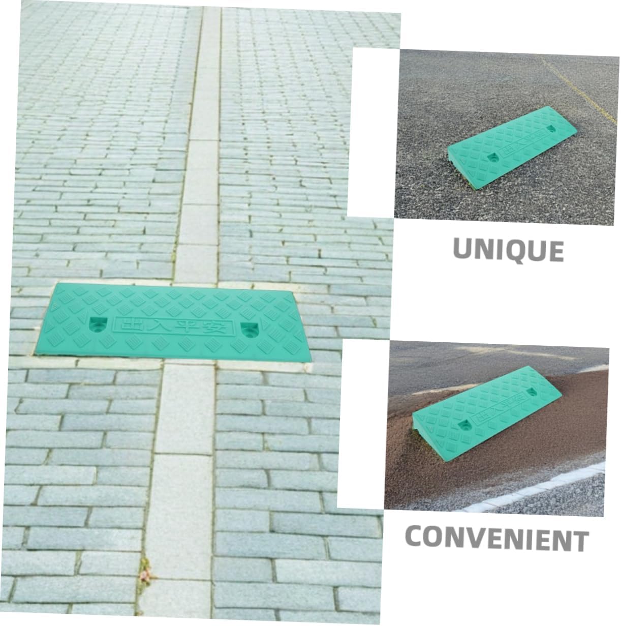 Cabilock Heavy Duty Plastic Driveway Ramp for Wheelchairs Cars and Bikes Portable Curb Aid with Anti-Slip Design for Safe Climbing Sidewalks and Garages