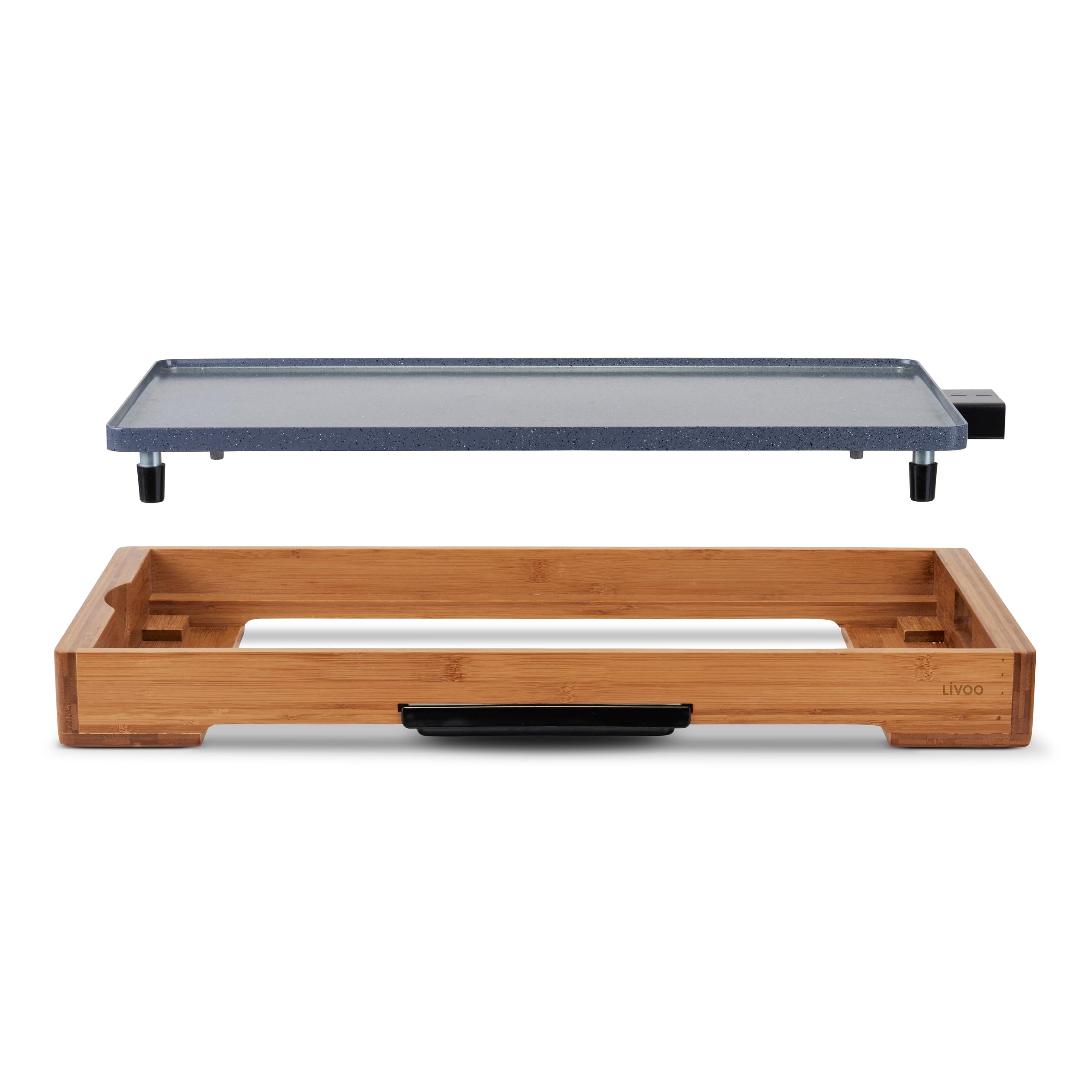 Plancha bambou revetement céramique - LIVOO - DOC322 - 2200W - Plaque amovible en fonte d'aluminium - Thermostat ajustable