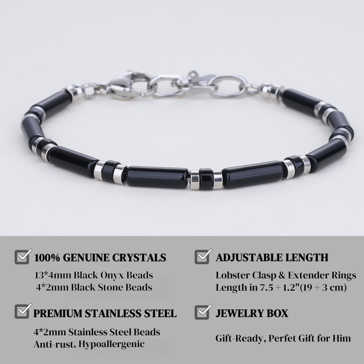 COAI Men’s Beaded Bracelet, Genuine Gemstone Crystal Bracelet for Strength, Energy & Style - Image 3