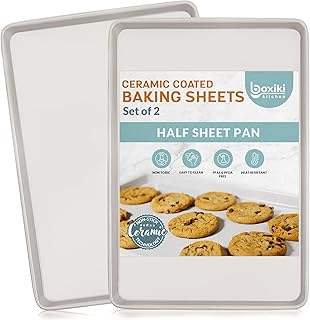 Boxiki Kitchen Nonstick Ceramic Baking Sheet/Cookie Sheet - Set of 2, Du...