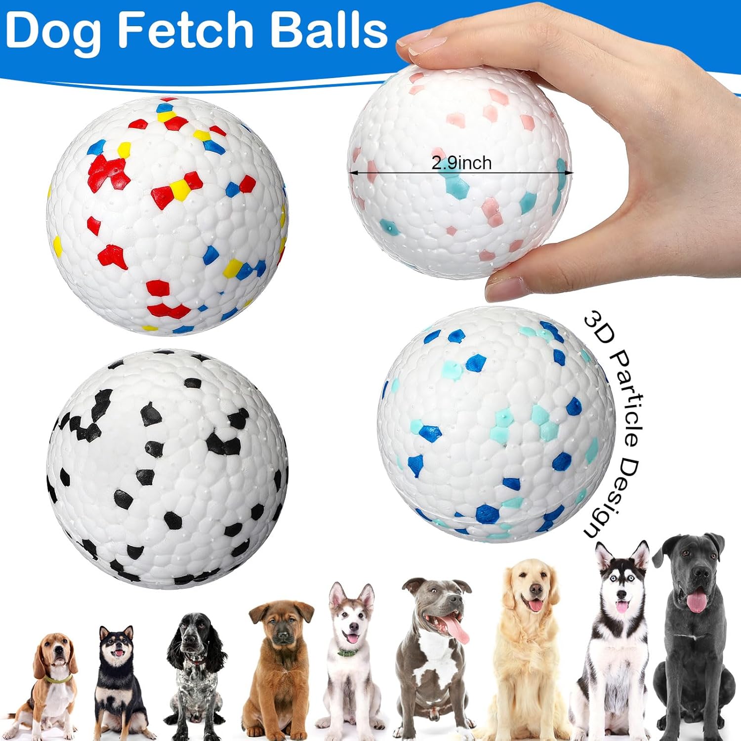 Jenaai 12 Pcs Dog Balls for Aggressive Chewers Tennis Ball 2.9 Inch Indestructible Durable Bouncy Floating Toys Interactive Dog Toys for Large Medium Small Dogs and Puppies(Classic Color)