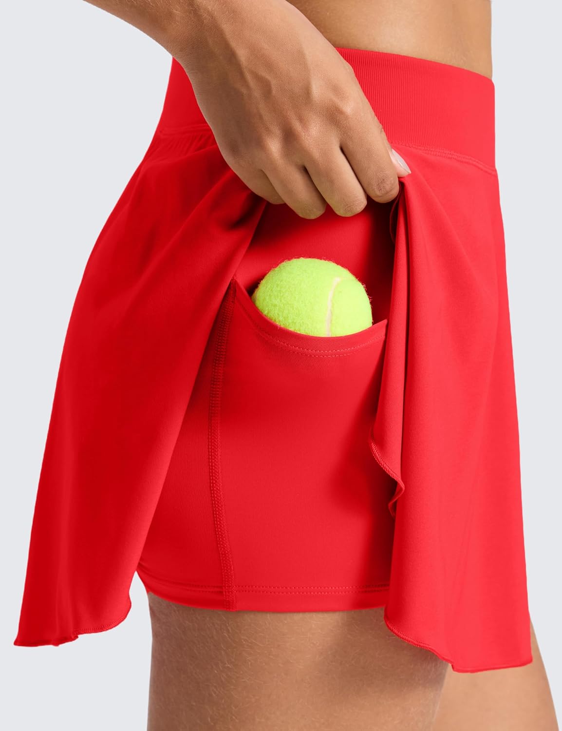 CRZ YOGA Lightweight Drapey Side Slit Tennis Skirts for Women - High Waisted Mini Flowy Lined Golf Skort with Pockets