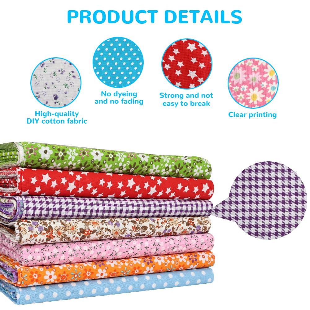 Aucuu 7 stuks Fat Quarters stoffen bundels, 50 cm x 50 cm stofbundels, quilten katoen, bundel quilten ambachtelijke FA-BRIC, voorgesneden Pasen & lente katoen FA-BRIC voor doe-het-zelf ambachten