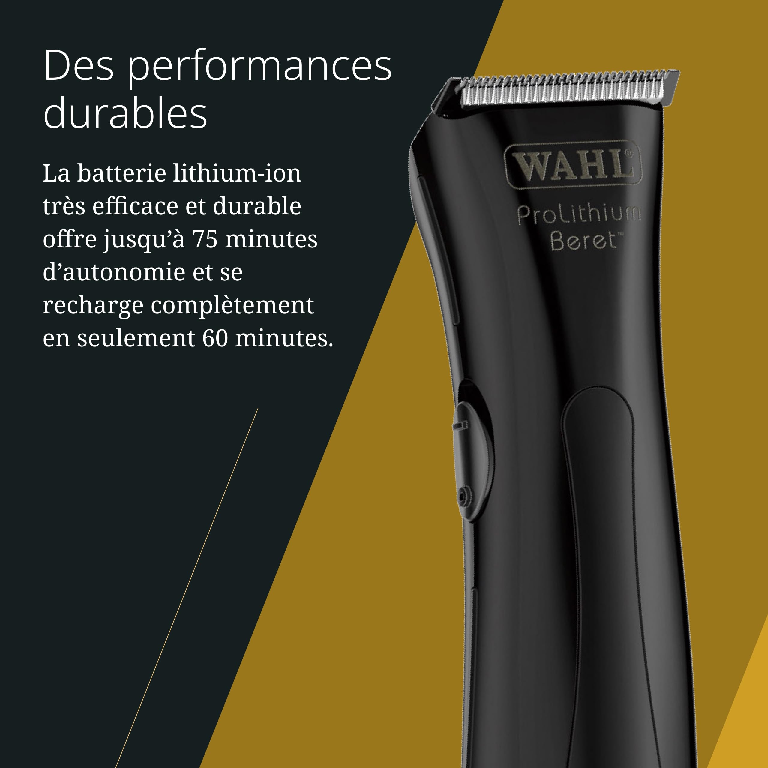 Wahl Stealth Beret - Tondeuse à cheveux avec/sans fil - Avec jeu de lames de précision - Pour les lignes et les contours - noir