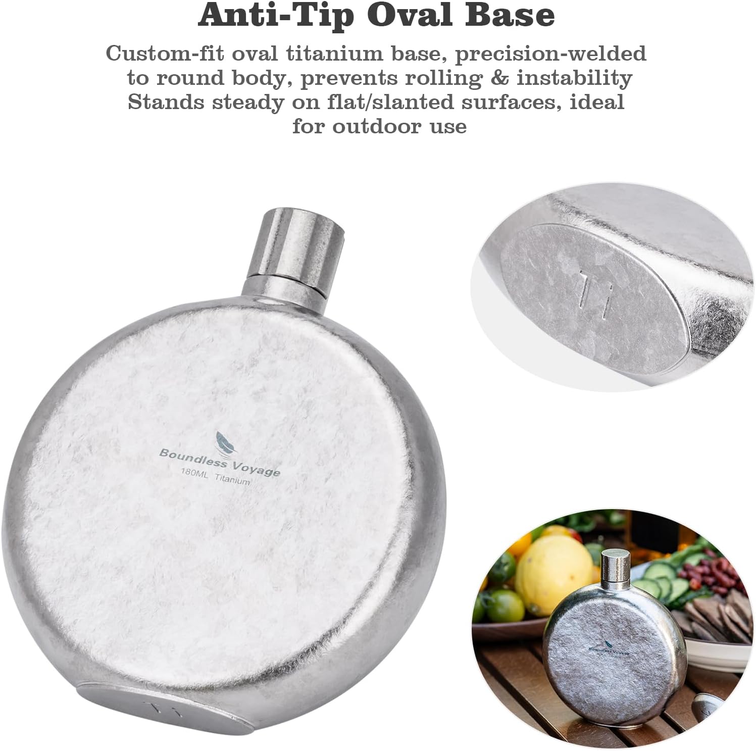 Boundless Voyage Titanium Flask Portable Round Wine Bottle With Titanium Crystallized Funnel Whiskey Alcohol Drink ware Accessories