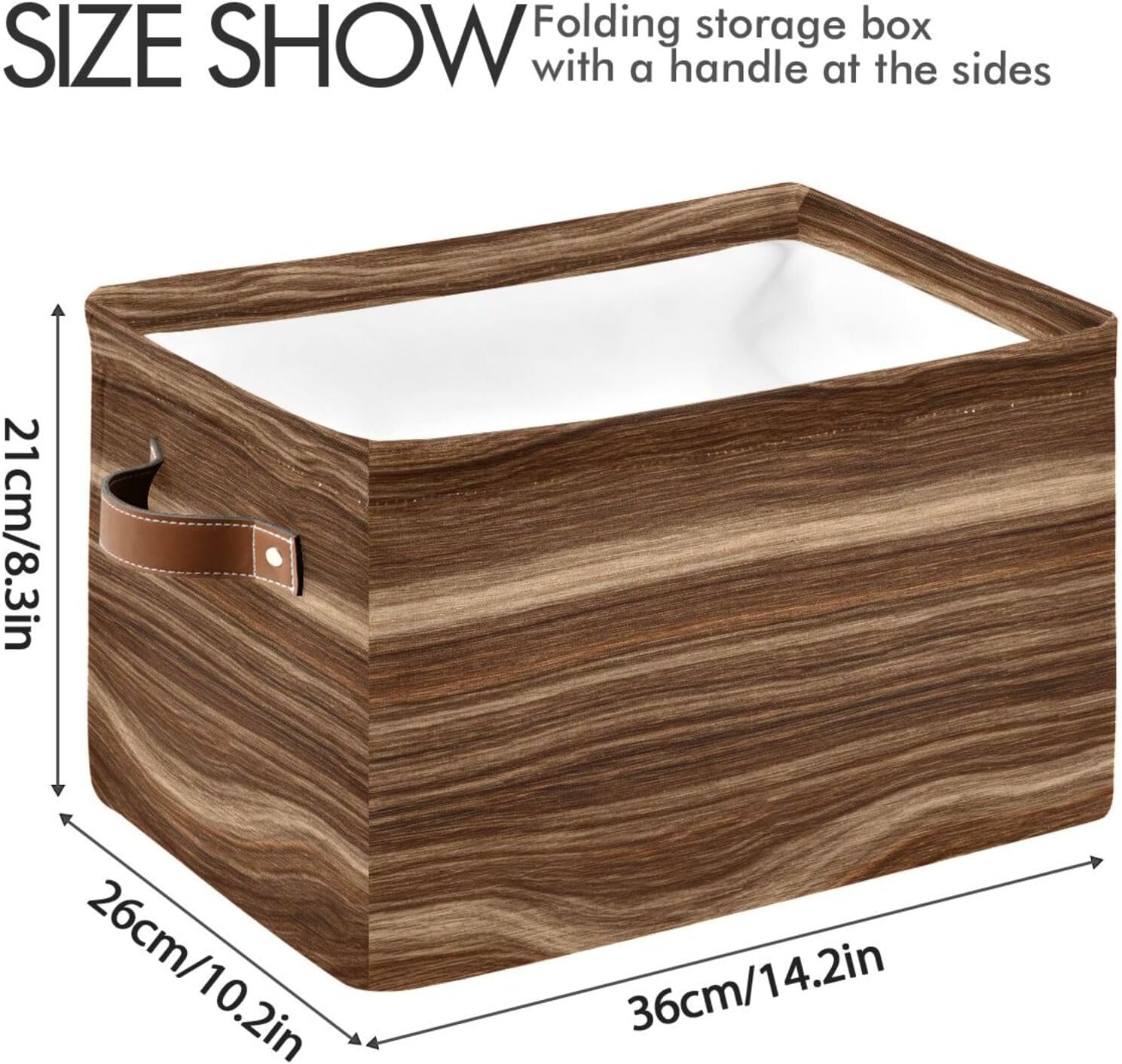 OTVEE Canvas Bins for Closet Shelves Organizing Brown Wooden Texture Print Storage Basket Baby Clothes Organizers Storage Box Nursery Bins Gift Baskets 2 Pack