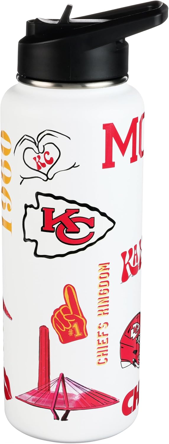 The Memory Company Officially Licensed NFL 34oz Water Bottle - Premium Stainless Steel Double-Wall Insulated, Leakproof Design
