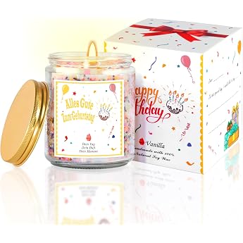 Birthday Gift for Women Scented Candle in Glass Birthday Candles with Vanilla Fragrance Gifts for Wife Girlfriend Boyfriend Mum Sister Daughter Best Friend Birthday Gift 200 g