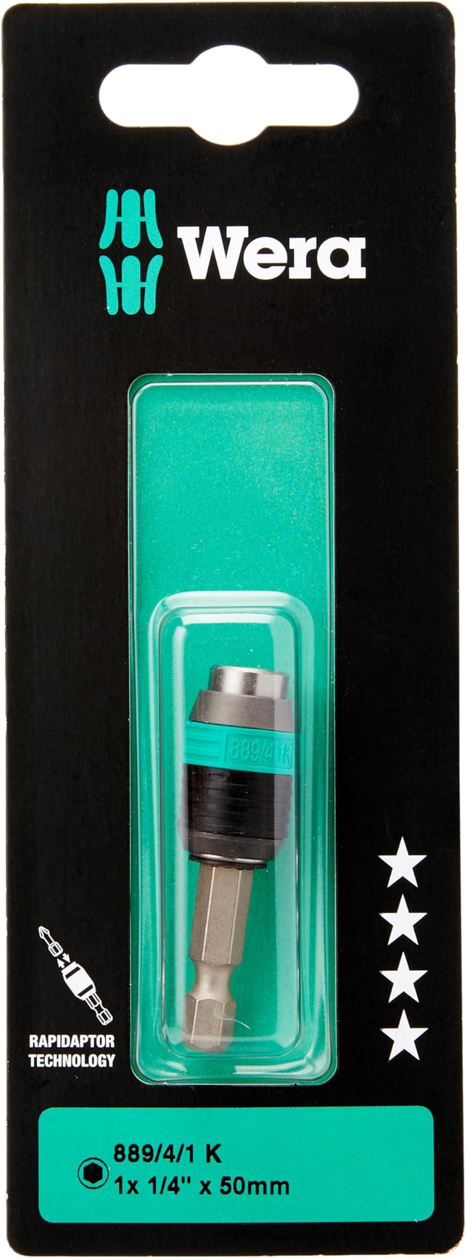 WERA Hexagon 889/4/1 K SB Standard Rapidaptor, Universal Bit Holder 1/4"