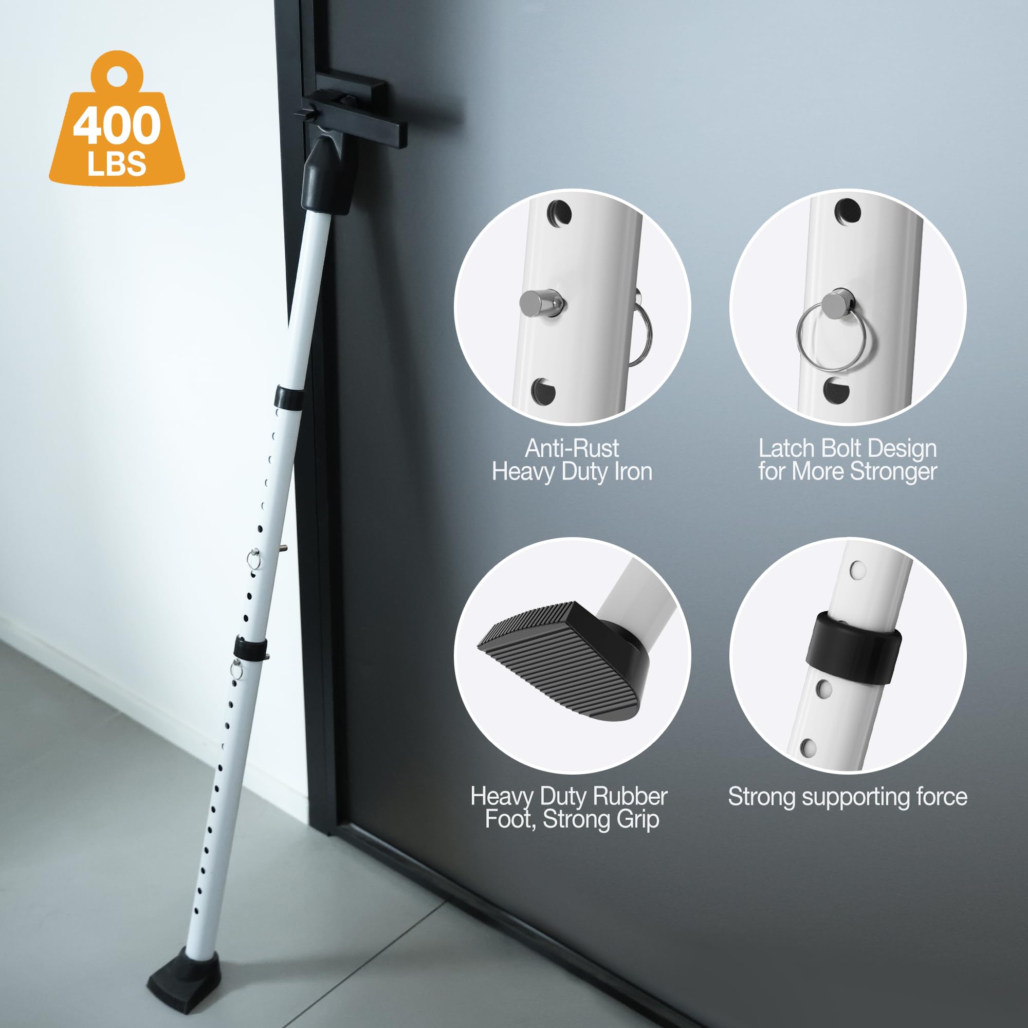 WINSOON Barra de seguridad para puerta corrediza, barra de seguridad ajustable resistente para puerta corrediza de vidrio, puerta de patio, hogar, apartamento, viaje, hotel, (1 paquete, blanco)
