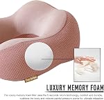 Oreiller de voyage - Oreiller de cou pour le voyage, Mousse mémoire Portable Support Oreil, Confortable et Léger Pack rapide pour le camping, Cushio de repos (Pink)