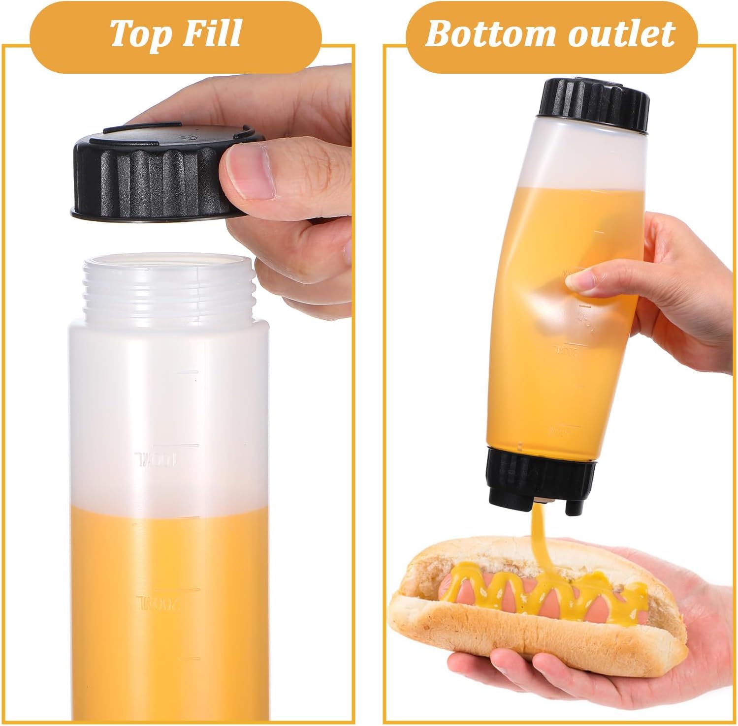 Kifmurase 6Pcs Condiment Squeeze Bottles, 16 oz Inverted Ketchup Bottles