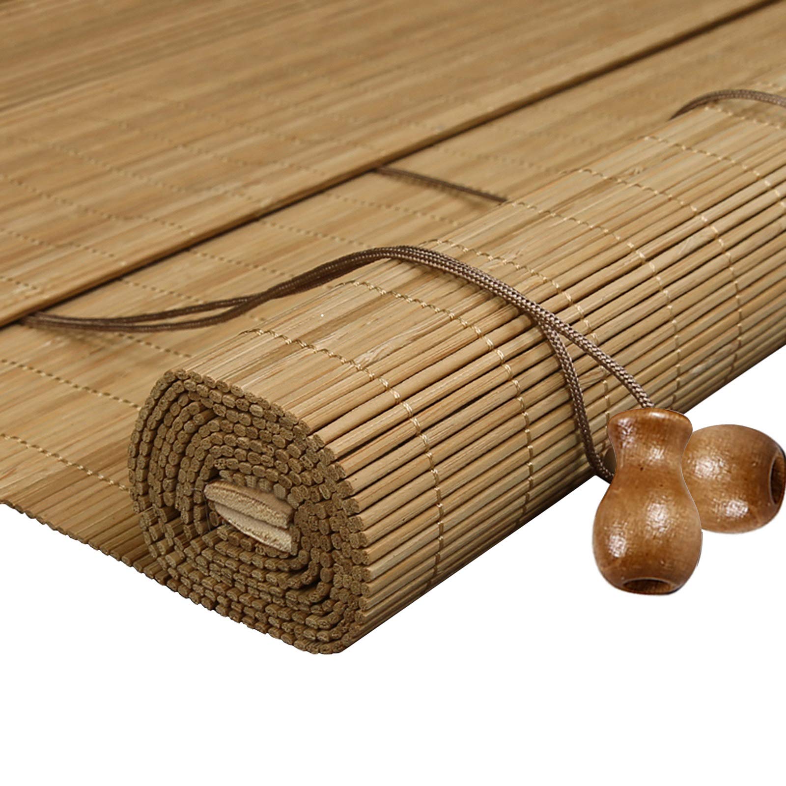 LMDX Home Bamboo Roll Up Window Blind Sun Shade, Bamboo Door Curtain, Width 50 to 140cm, for Courtyards and Balcon, Dimming Roller Blinds for Outdoor Patio