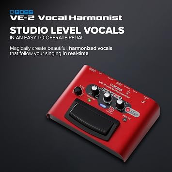 BOSS VE-2 Vocal Echo Pedal for Singing Guitarists | Real-Time Vocal Harmonies and Effects | Create Harmonies with Manual Key Selection | Connect Guitar for Auto Harmony Function | 24 Harmony Types