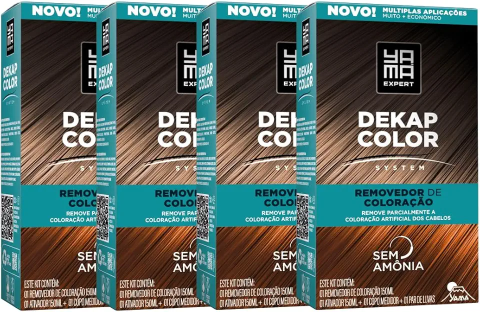 Kit 4 DekapColor Yama Removedor De Coloração Capilar Cabelo Profissional Sem Amonia 300ml
