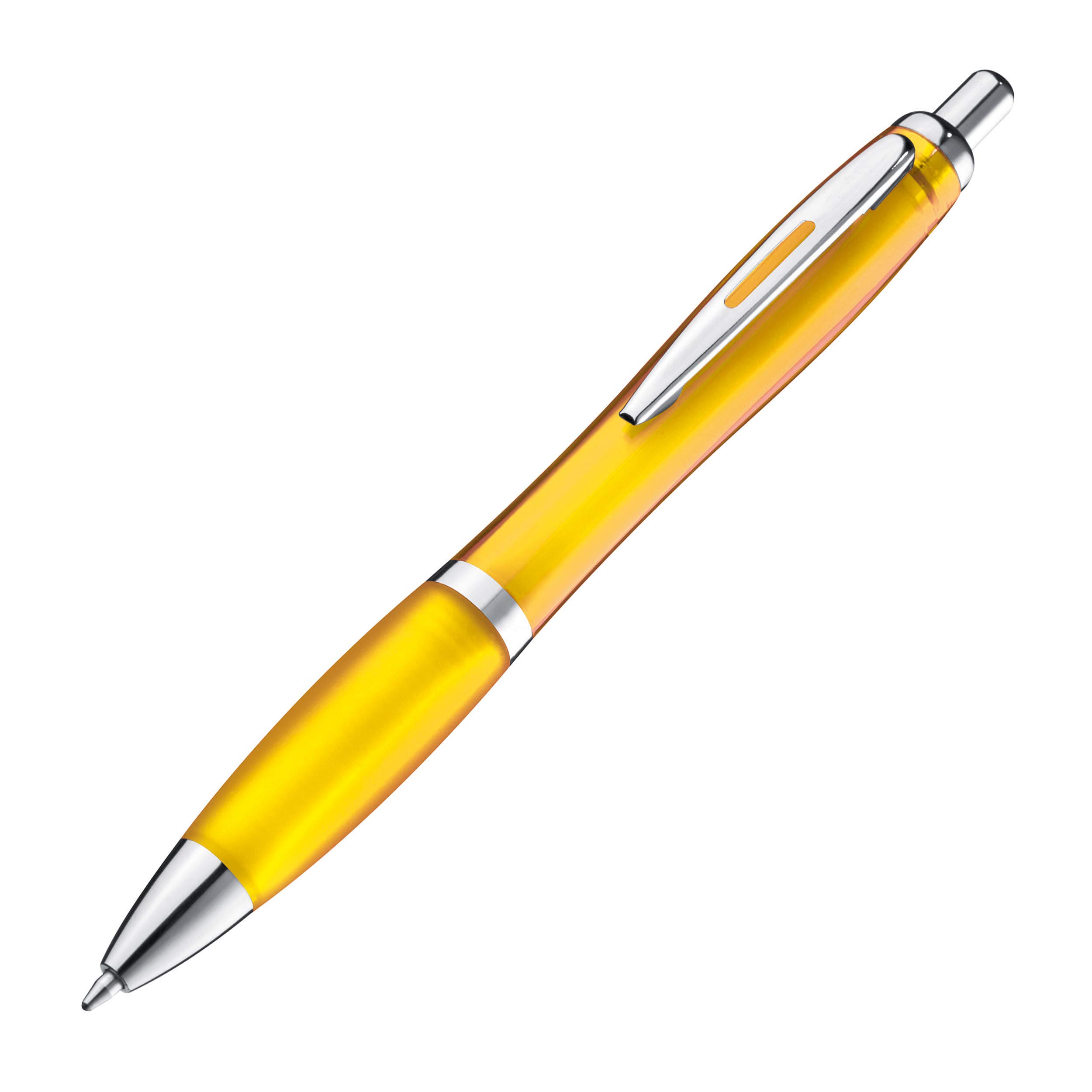 Schmalz Werbeservice Kunststoff Kugelschreiber Newport inkl. Druck mit Werbung/Logo/Druck/Werbedruck Kugelschreiber bedruckt Digitaldruck mehrfarbig (Menge: 250 Stück, gelb)