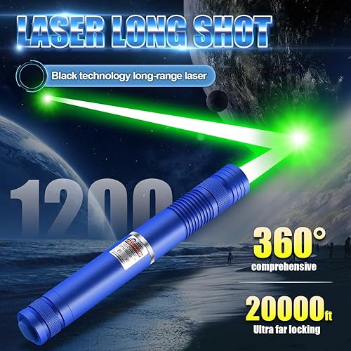 Miniatura 3 de Linternas tácticas de puntero láser verde, largo alcance 20000 pies, potente linterna táctica con puntero láser, puntero láser recargable de alta