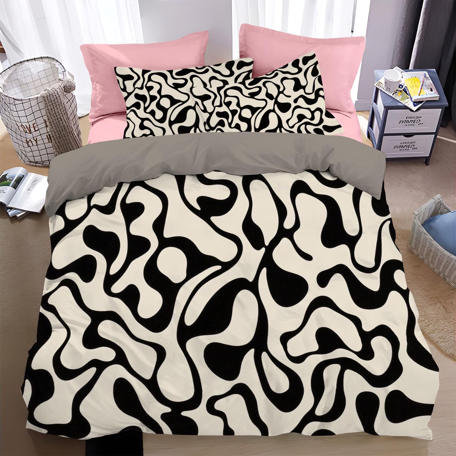 Housse de couette 140x200cm l'art esthétique parure de lit crème