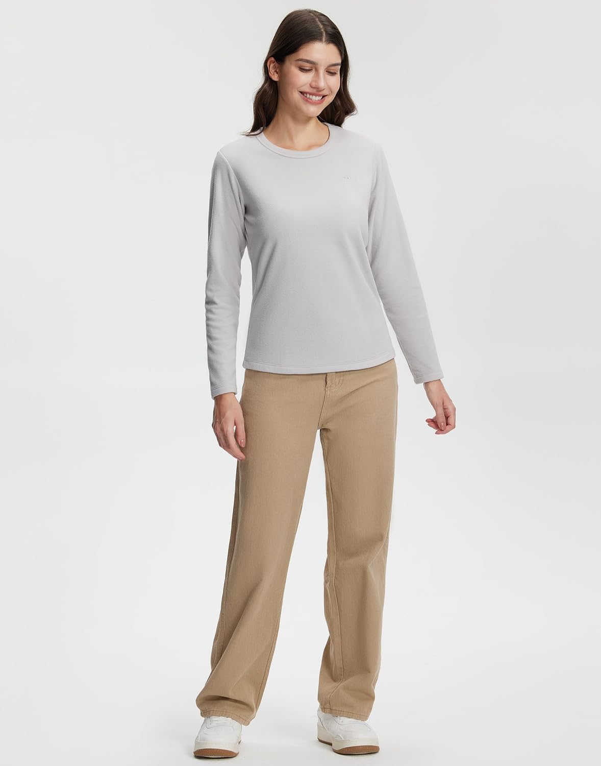 Pioneer Camp Women's Fleece Shirts Long Sleeve Base Layer Running Shirt, Thermal Top Crew Neck Base Layer for Winter - Image 3