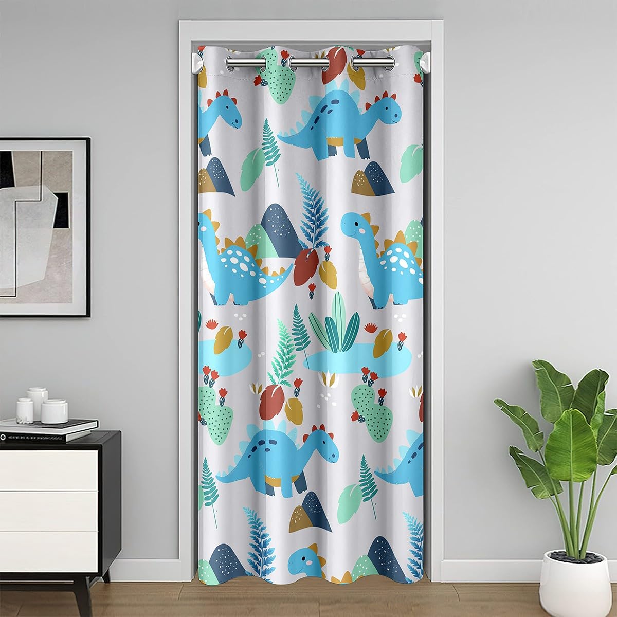 Loussiesd Dinosaur Door Curtain for Doorway Privacy 132x213cm 1 Panel Kids Jungle Dino Closet Cover Boys Girls Teens Wild Animal Room Divider Curtain Washable Wildlife Bedroom Living Room Decor