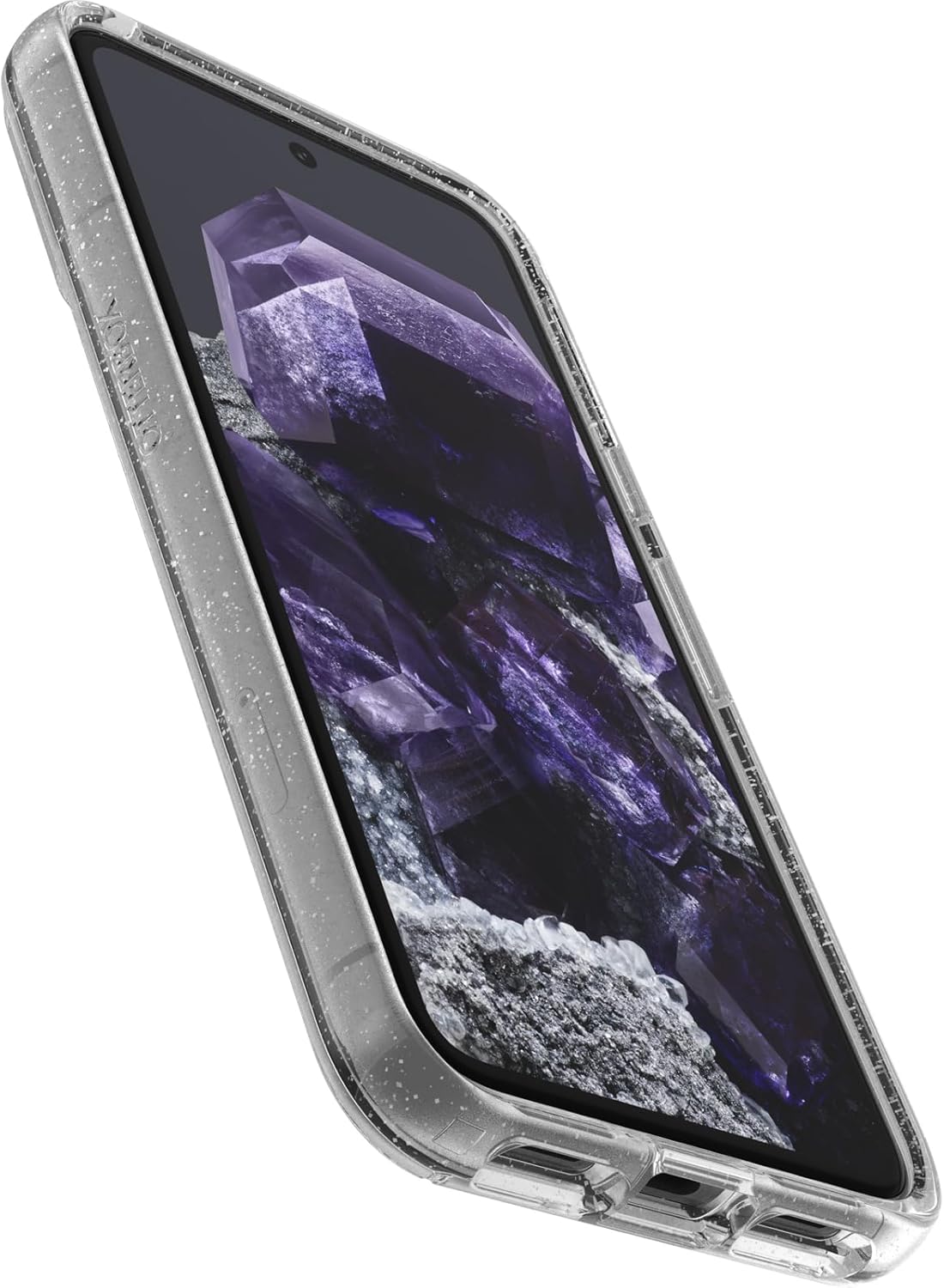 OtterBox Google Pixel 8 Symmetry Series Clear Case - STARDUST (Clear/Glitter), ultra-sleek, wireless charging compatible, raised edges protect camera & screen (ships in polybag)