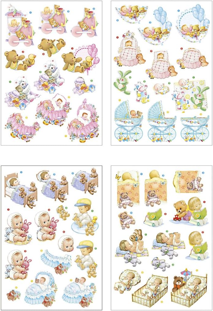 3D Decoupage Motifs, Sheet 21x30 cm, Baby, 4sheets