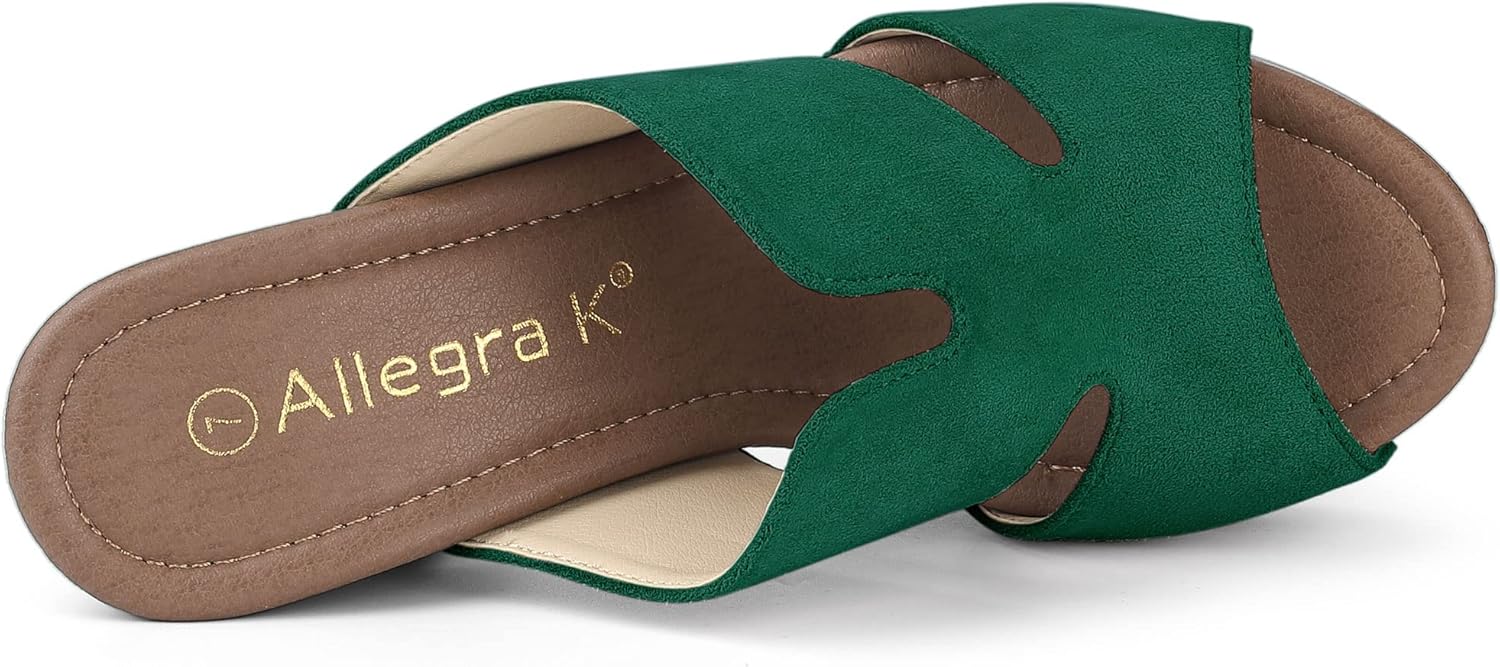Allegra K Women's Faux Suede Platform High Block Heel Slides Sandals - Image 4