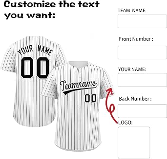 Custom Classic Baseball Jersey Shirt Printed Button Down Tshirts Personalized Hip Hop Sport Wear for Men Women Kids