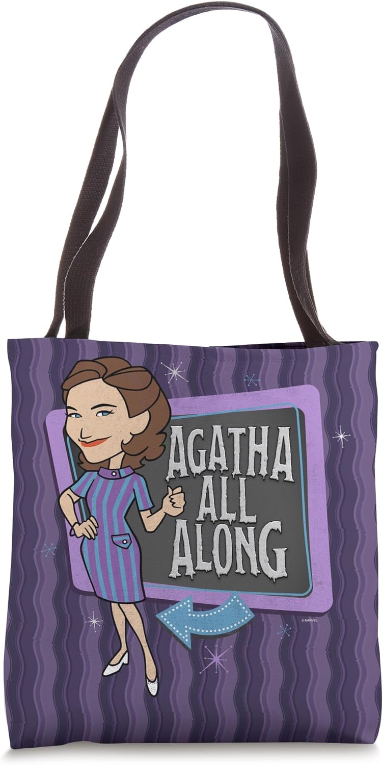 Marvel WandaVision Agatha All Along Purple Retro Tote Bag