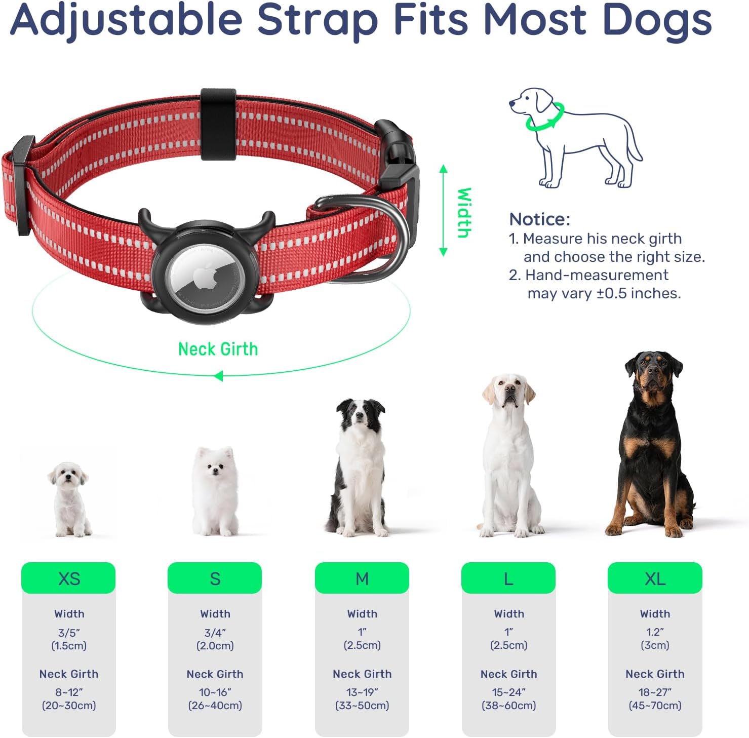 Airtag Dog Collar, Reflective Dog Collar for Medium Dogs with Airtag Holder image 5
