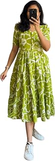 Women's Rayon Floral Printed Midi Dress Short One Piece | Casual Wear Price In India