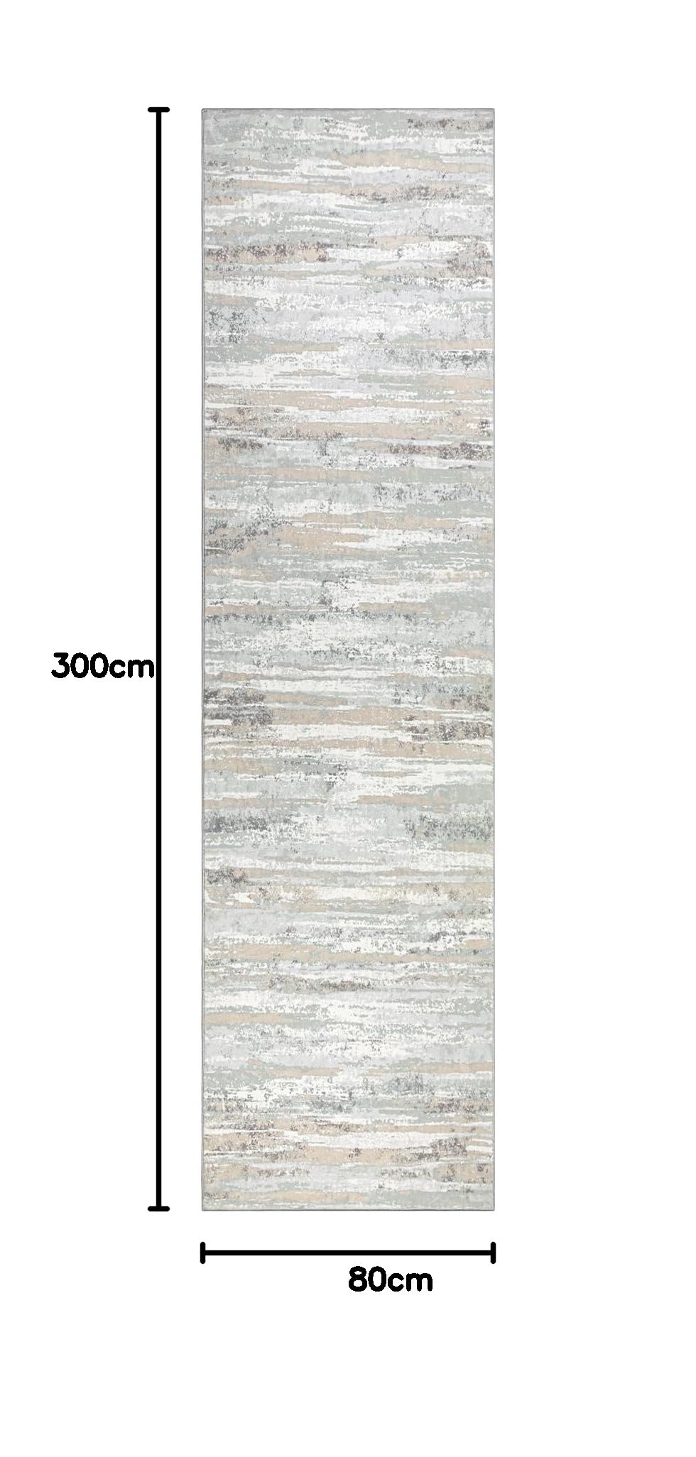 Teppich Läufer Flur 80x300 cm, Leichter Kurzflor Küchenteppich, Waschbarer Teppich, rutschfest Küchenläufer, Teppich Flur, Beige Teppich Läufer für Wohnzimmer, Küche, Diele, Eingang, Balkon