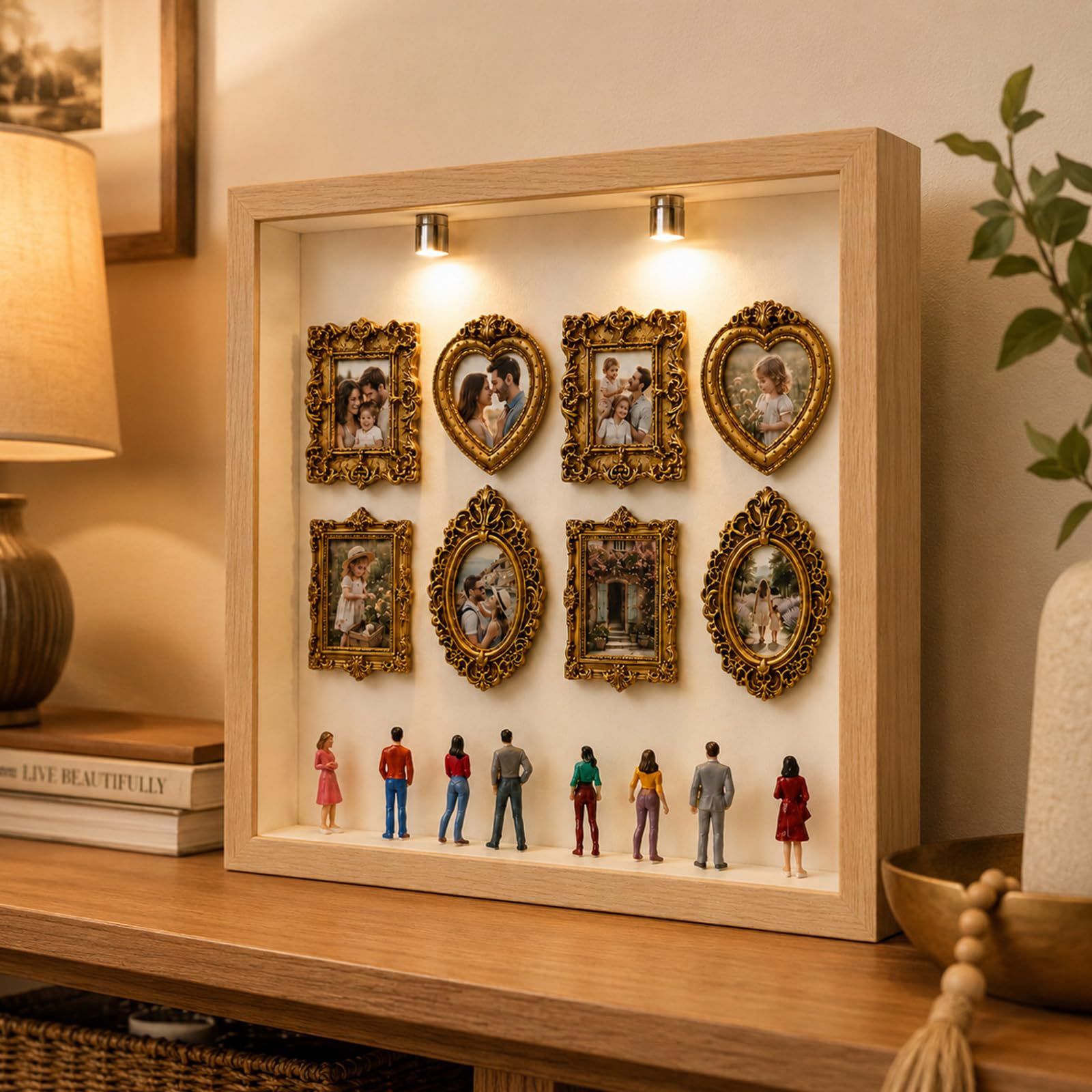 Personalize - Juego de cajas de siluetas de museos en miniatura | Caja de sombras con luz LED para decoración del hogar