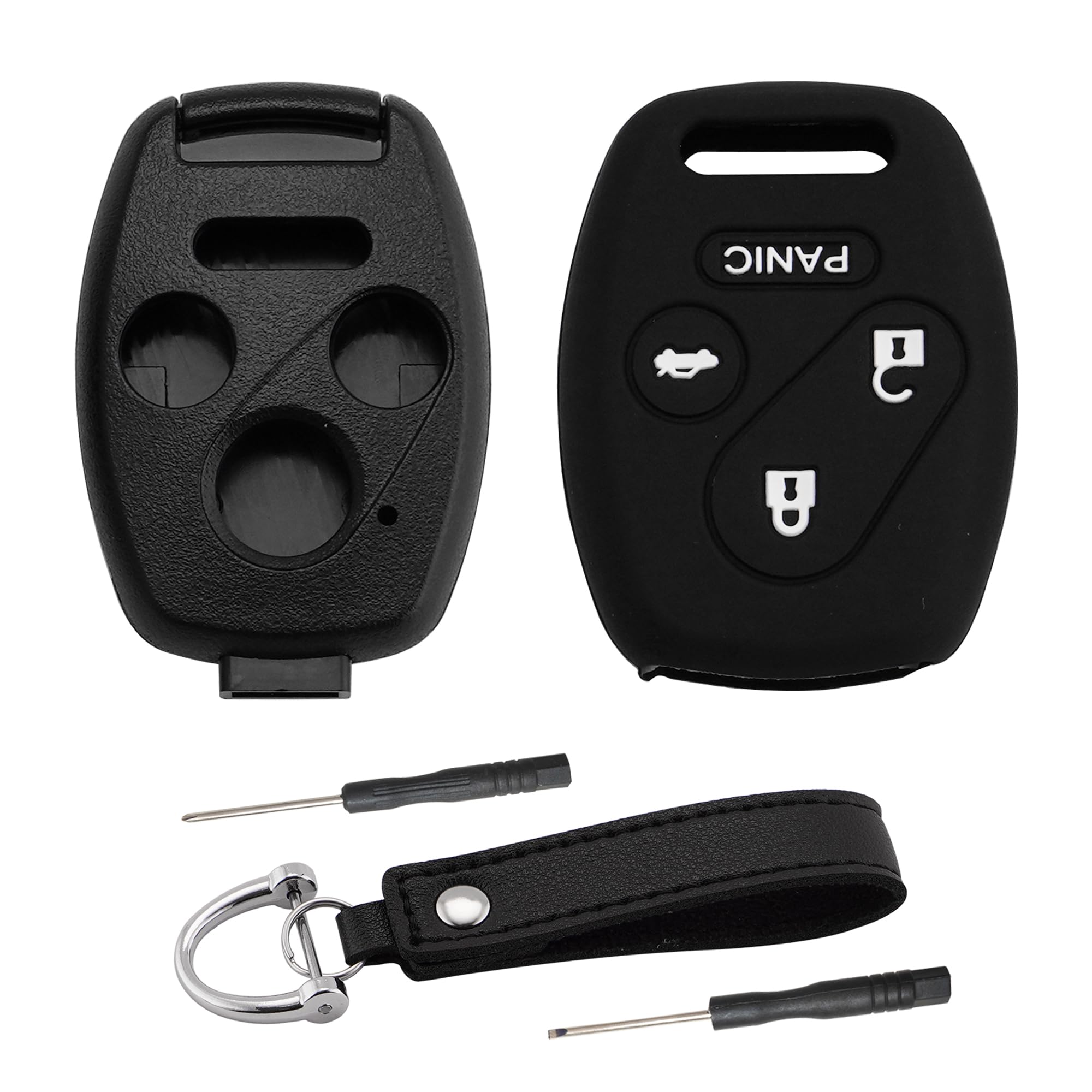EKALA 2Pcs for Honda Key Shell Replacement with Silicone Key Fob Cover Case Keychain 4 Button Compatible with Honda 2003-2012 Accord / 2006-2013 Civic EX / 2005-2006 CR-V / 2009-2015 Pilot (KG-Hod-4R)