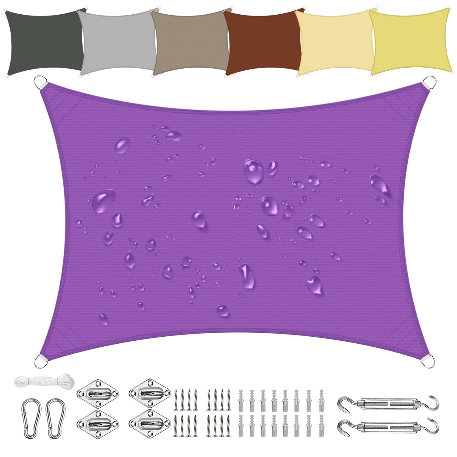 Sichtschutz Rectangle Water Resistant 2x3.8M, Garden Sail, 90% UV Block, Fabric Durable, for Outdoor, Garden, Patio, Party - purple — image 1