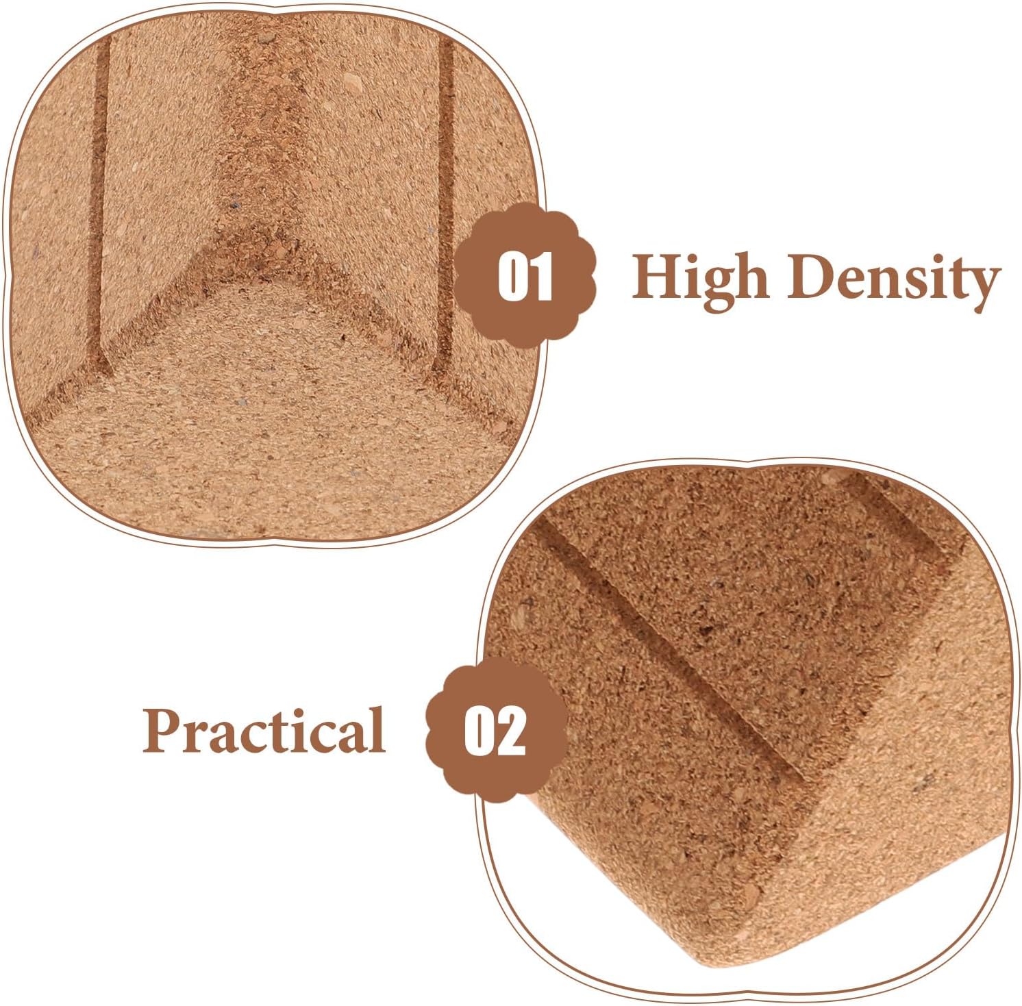 Cabilock Triangle Cork Yoga Blocks Set, High Density Lightweight Foam Exercise Bricks for Balance and Stretching, Non-slip Fitness Accessories for Yoga and Pilates Training