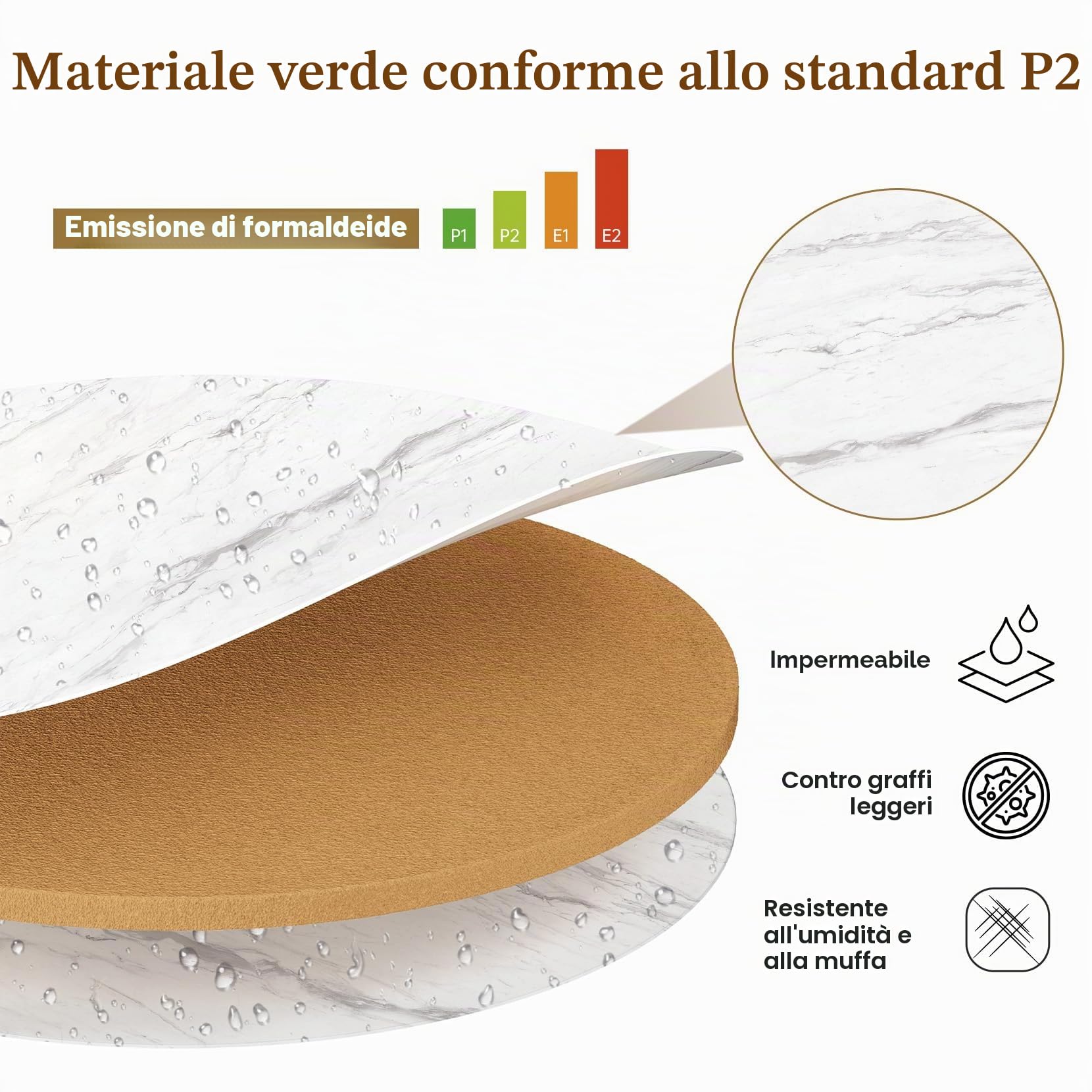 Dripex Set di 2 tavolini rotondi, con vano portaoggetti, telaio in metallo e piano in marmo, tavolino a forma di C per divano, camera da letto, ufficio, bianco