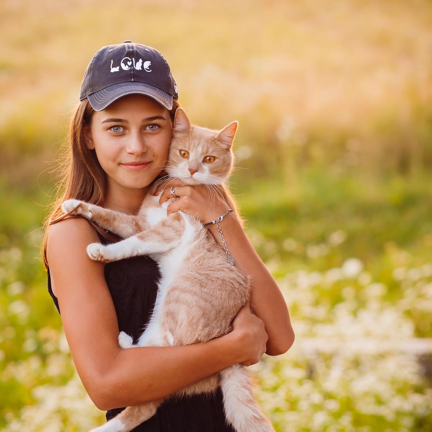Women's Cute Cat Love Hat for Men Women, Adjustable Vintage Distressed Washed Baseball Cap for Cat Lover - Image 6