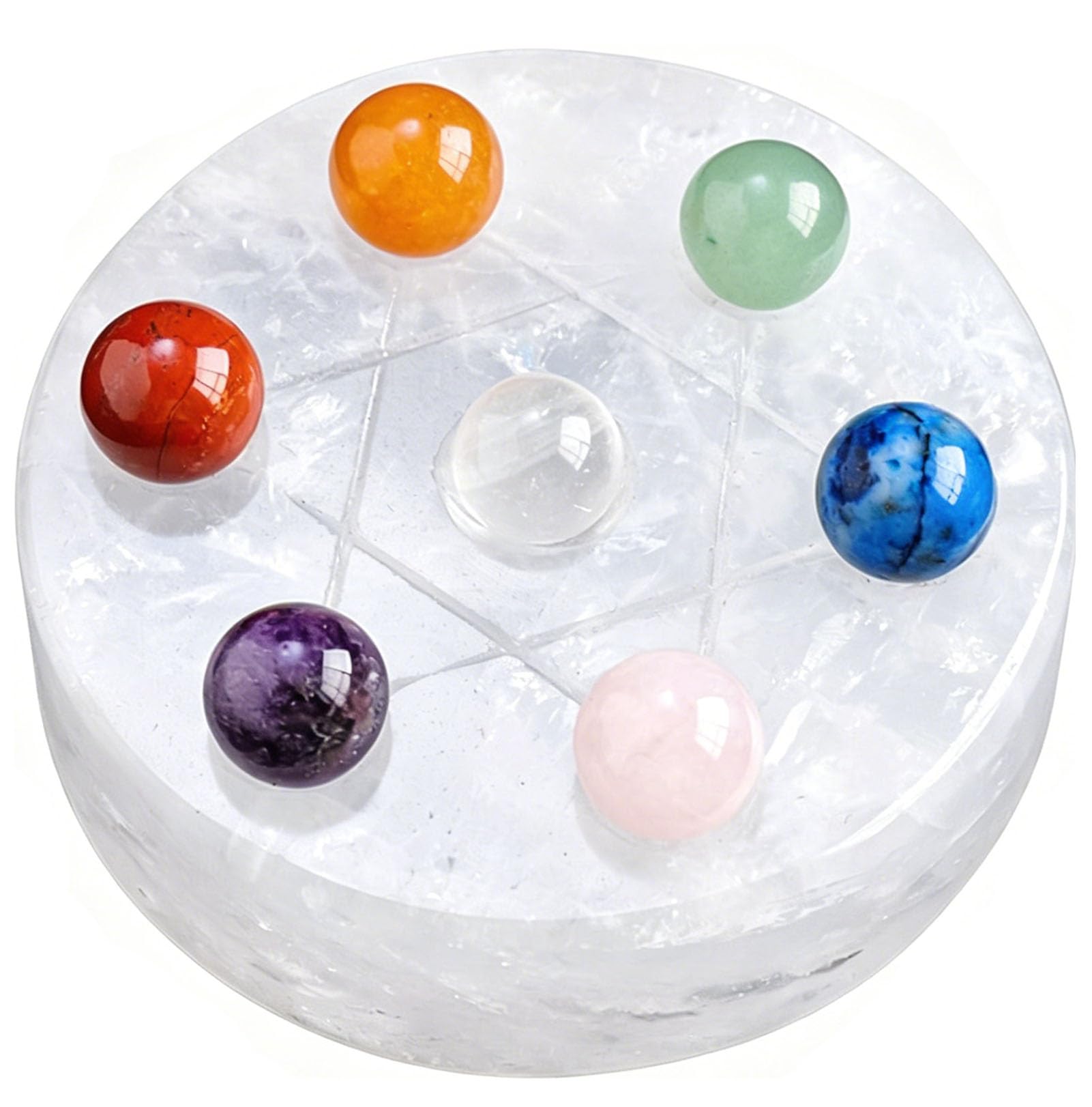 Zooeelly Reiki Crystal Balls Decor Ornament, Seven-Star Array Home Bedroom Living Room Cashier Desk Ornament Original Stone Polishing Fortune Teller Ball