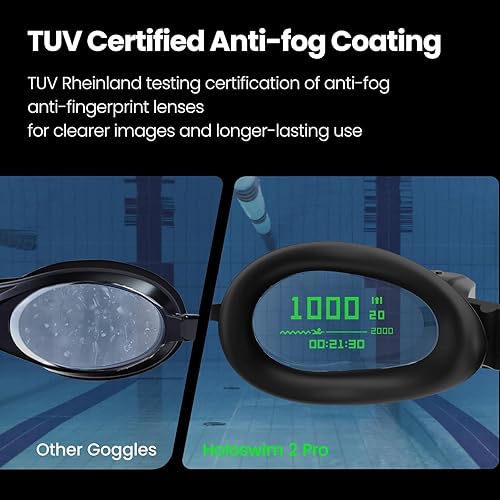 Miniatura 6 de Holoswim Gafas de natación Smart Swim 2 Pro, pantalla en tiempo real, análisis de IA, entrenamiento profesional, nano antivaho, soporte Apple Garmin