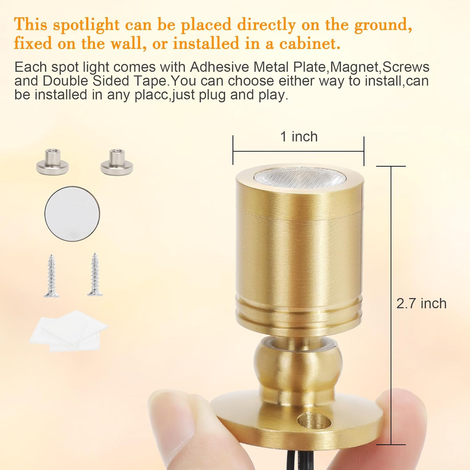 Taysing LED Spot Light Indoor Picture Lights Art Lights Accent Lights Little Spotlight for Painting Picture Plants Jewelry Showcase Model Display Shelves Under Cabinet (Soft White, 6-Pack)