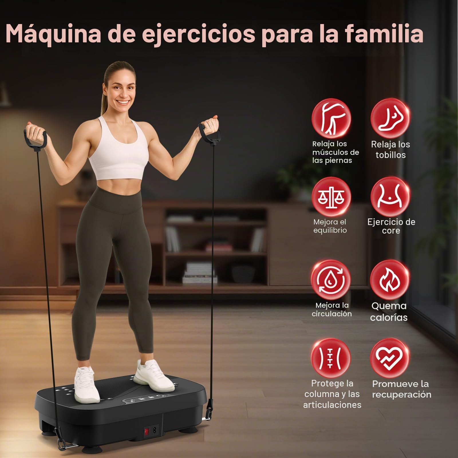 PASYOU Plataforma Vibratoria con 99 Niveles de Intensidad, Placa Vibratoria Oscilante Antideslizante con 2 Bandas Resistencia y Control Remoto, Máquina de Fitness para Entrenamiento de Cuerpo Completo