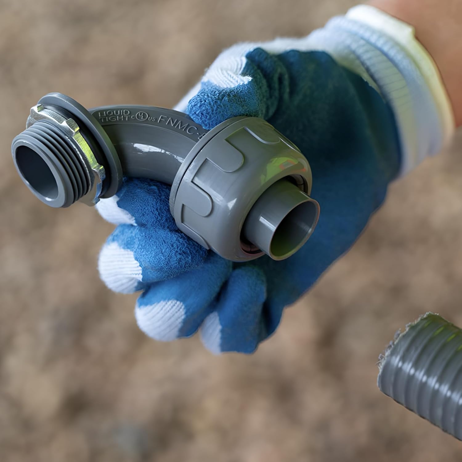 SELECT 15 Pack Lighting PVC Liquid Tight Connector, 1-1/4” 90-Degree Conduit Connectors, Non-Metallic Conduit Fittings, Safe and Rust Resistant