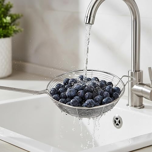 Miniatura 5 de Juego de 4 cucharas de colador de araña, colador de malla fina y cuchara espumadora de grasa, metal de acero inoxidable con coladores de alimentos