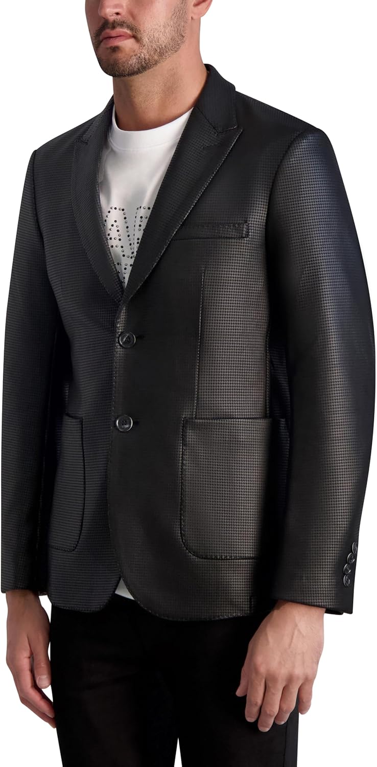 KARL LAGERFELD Mens 2 Button Long Sleeve Coated Blazer - Image 2