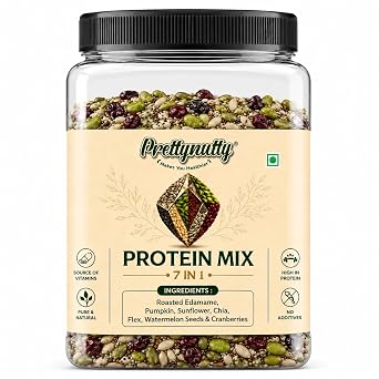 PrettyNutty Super Seed Protein Mix 250gms| Roasted Edamame, Chia, Flax, Pumpkin, Sunflower & Watermelon Seeds with Cranberries