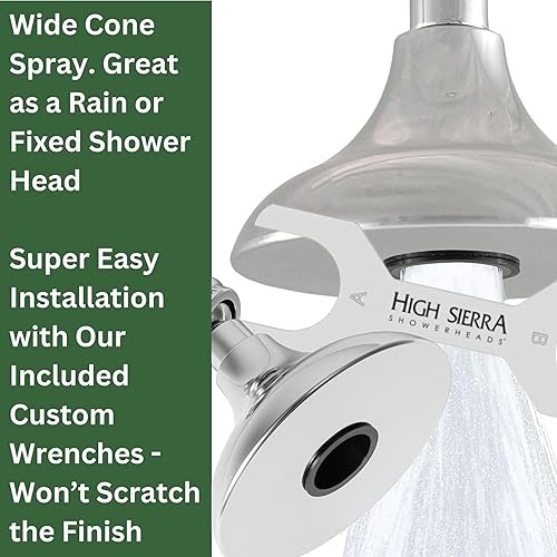 Miniatura 10 de High Sierra Showerheads - Cabezal de ducha de metal macizo de 1.8 GPM de alta eficiencia y bajo flujo con válvula de control de presión y flujo e